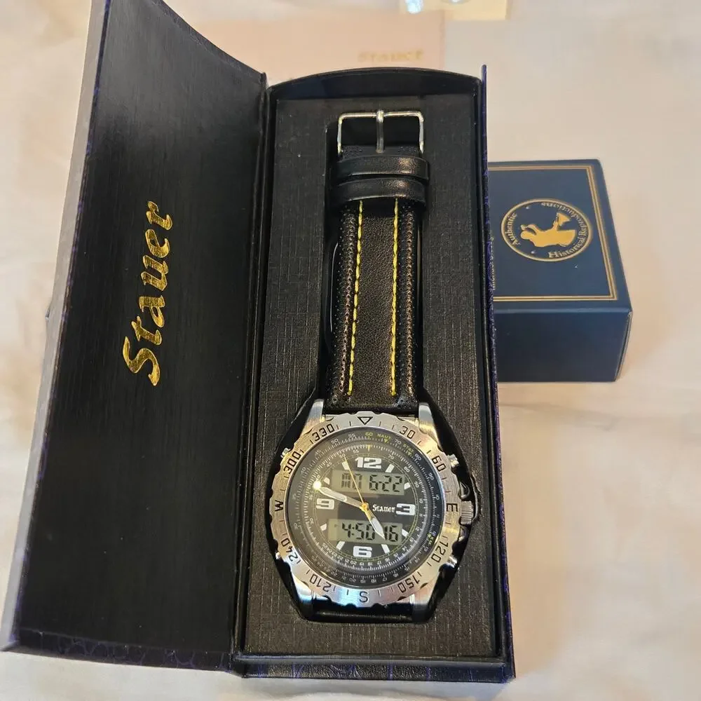 Stauer Centurion Hybrid Chronograph Watch 3ATM 20409 New Battery *read*